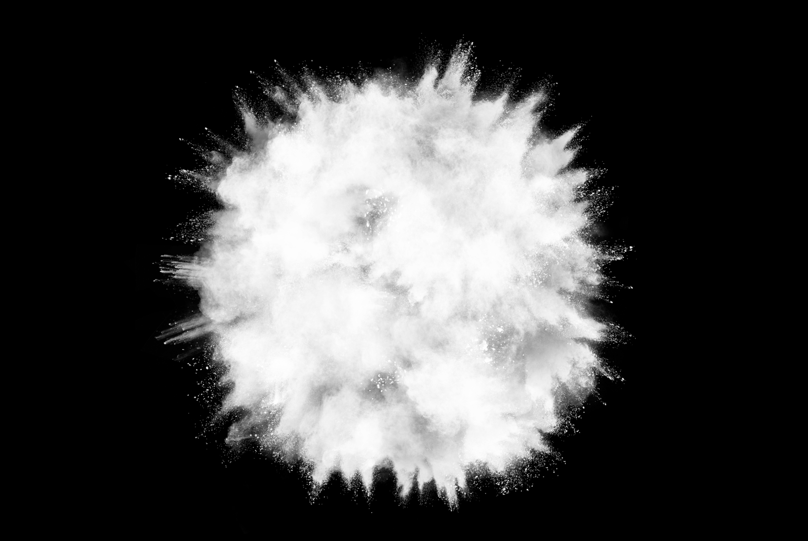 A circular puff of white powder.